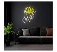 RONGCH Néon Enseignes lumineuses Decor Enseigne Au Néon Pour Frites, Magasin, Ouvert, Décoration Murale, Chips, Restauration Rapide, 50cm(UNE)