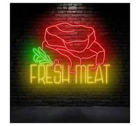 RONGCH Néon Enseignes lumineuses Decor Enseigne Au Néon Pour Viande Fraîche, Dalle De Bœuf, Lumière LED, Art Mural, Décoration Cuisine, Maison, Nourriture Gastronomique 58cm