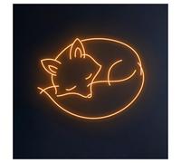 RONGCH Néon Enseignes lumineuses Decor Enseigne Au Néon Renard Endormi, Idéale Pour La Décoration Murale D'une Chambre D'enfant, Luminosité Réglable 50cm