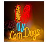 RONGCH Néon Enseignes lumineuses Decor Enseigne Lumineuse Corn Dogs À Intensité Variable Alimentée Par USB Pour Restaurant Cuisine Bar Club Hôtel Boutique Décoration De Fête 33.8cmx39.9cm