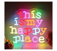 RONGCH Néon Enseignes lumineuses Decor Enseigne Lumineuse Décorative Multifonction This Is My Happy Place Alimentée Par USB, Idéale Pour Une Décoration Murale De Fête Ou De Maison, 26cmх29cm