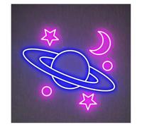 RONGCH Néon Enseignes lumineuses Decor Enseigne Lumineuse En Forme De Galaxie, Lune, Étoile, Décoration Murale À Suspendre, Pour Bar, Club, Salle De Jeux, Chambre À Coucher,40.6cm(E)