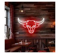 RONGCH Néon Enseignes lumineuses Decor Enseigne Lumineuse En Forme De Tête De Vache, Alimentée Par USB, Idéale Pour Une Décoration Murale De Studio Ou De Chambre À Coucher, 32cmx53cm(Ré)