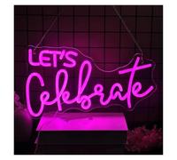 RONGCH Néon Enseignes lumineuses Decor Enseigne Lumineuse Let's Celebrate À Intensité Variable Alimentée Par USB Pour Décoration Murale Chambre À Coucher Anniversaire Mariage 42cmx23.4cm