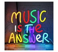 RONGCH Néon Enseignes lumineuses Decor Enseigne Lumineuse Music Is The Answer Intensité Variable Pour Studio D'enregistrement, Fête, Bar, Chambre À Coucher, Décoration Murale, 32cmx27cm(B)