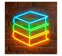 RONGCH Néon Enseignes lumineuses Decor Enseigne Lumineuse Néon Pour Librairie, Alimentée Par USB, Intensité Variable, Luminaire Décoratif Mural Pour Club De Lecture, Bibliothèque, 38cm
