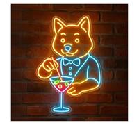 RONGCH Néon Enseignes lumineuses Decor Enseigne Lumineuse Pour Barman, Chien, Pour Bar, Restaurant, Vitrine, Décoration D'établissements À Thème, Décoration D'entreprise, 45cm
