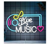 RONGCH Néon Enseignes lumineuses Decor Enseigne Musicale Au Néon, Lumière Alimentée Par USB, Pour Décoration Murale De Chambre, Bar, Club, Studio De Musique, 24cmх40.7cm