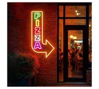 RONGCH Néon Enseignes lumineuses Decor Flèches Lumineuses Au Néon Pour Pizza, Idéales Pour La Restauration Rapide, Les Restaurants, Les Décorations Murales Esthétiques 28cmx53cm(UNE)