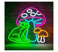 RONGCH Néon Enseignes lumineuses Decor Grenouille Champignon Colorée Néon, Adaptée À La Décoration Murale De La Chambre Des Enfants, Parfaite Pour Un Anniversaire 33x36.8cm