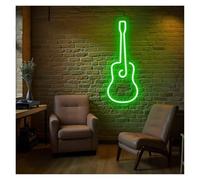 RONGCH Néon Enseignes lumineuses Decor Guirlande Lumineuse Néon Pour Guitare, Idéale Pour Une Boulangerie, Un Café, Un Studio De Guitare, Décoration Murale Esthétique 18cmx43cm(Ré)