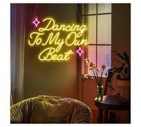 RONGCH Néon Enseignes lumineuses Decor Lampe Néon Dancing To My Own Beat Pour Décoration Murale De Salle De Musique, Café, Avec Variateur D'intensité, 43cmx61cm(C)
