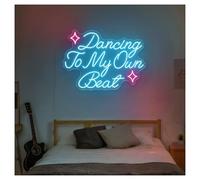 RONGCH Néon Enseignes lumineuses Decor Lampe Néon Dancing To My Own Beat Pour Décoration Murale De Salle De Musique, Café, Avec Variateur D'intensité, 43cmx61cm(B)
