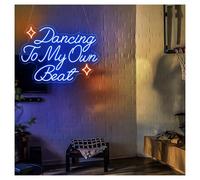 RONGCH Néon Enseignes lumineuses Decor Lampe Néon Dancing To My Own Beat Pour Décoration Murale De Salle De Musique, Café, Avec Variateur D'intensité, 43cmx61cm(Ré)