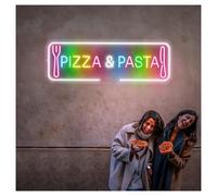 RONGCH Néon Enseignes lumineuses Decor Lampe Néon Pour Pizza Et Pâtes, Luminosité Réglable, Idéale Pour Un Café, Un Restaurant Ou Une Boutique, 20cmx57cm(C)