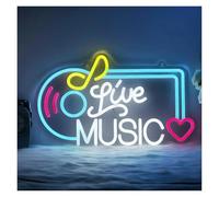 RONGCH Néon Enseignes lumineuses Decor Live Music Panneaux Néon Alimentés Par USB Pour Chambre À Coucher, Bar, Club, Studio De Musique, Décoration Murale, Fête D'anniversaire