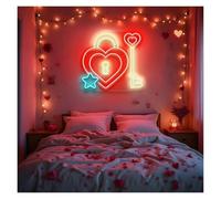 RONGCH Néon Enseignes lumineuses Decor Lumières Néon En Forme De Cœur Avec Serrure Et Clé, Luminosité Réglable, Idéales Pour La Décoration Murale D'une Chambre À Coucher, 39cmx43cm(B)