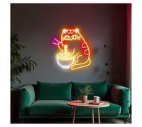 RONGCH Néon Enseignes lumineuses Decor Lumières Néon Pour Chat Ramen, Idéales Pour Les Restaurants, Les Cafés Et Les Restaurants De Nouilles, Décoration Murale, 53cmx58cm(B)