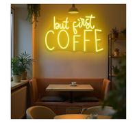 RONGCH Néon Enseignes lumineuses Decor Mais D'abord, Lumières Néon Café Adaptées À La Boulangerie, Au Café, Au Studio, À La Décoration Murale De La Maison 35cmx53cm(C)