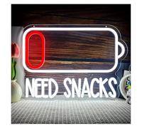 RONGCH Néon Enseignes lumineuses Decor Néon Need Snacks, Alimenté Par USB, Intensité Variable, Idéal Pour Les Fêtes Et Les Bars 25.2x36cm