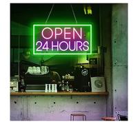 RONGCH Néon Enseignes lumineuses Decor Néons Open 24 Hours À Intensité Variable, Adaptés Aux Décorations Murales De Bar, De Restaurant Et De Pub, 23cmx43cm(Ré)