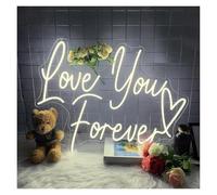 RONGCH Néon Enseignes lumineuses Decor Néons Roses Love You Forever Heart, Alimentés Par USB, Pour Mariage, Décoration De Salon 30cmx42cm(C)
