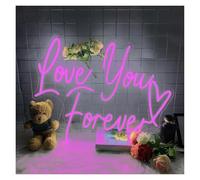 RONGCH Néon Enseignes lumineuses Decor Néons Roses Love You Forever Heart, Alimentés Par USB, Pour Mariage, Décoration De Salon 30cmx42cm(B)