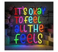 RONGCH Néon Enseignes lumineuses Decor Panneau Néon It's Okey To Feel All The Feels À LED Colorée Intensité Variable Alimenté Par USB Pour Fête, Chambre, Bureau, Décoration Murale 38cmx32.6cm
