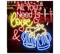 RONGCH Néon Enseignes lumineuses Decor Tout Ce Dont Vous Avez Besoin, C'est D'amour Et De Bière, Enseigne Au Néon Pour Bar À Bière, Art Mural, Club, Pub, Boutique, Décoration 60cm(E)
