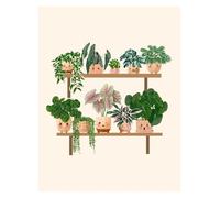 RONGCH Tableau Déco Nature Affiche De Plantes Mignonnes sur Étagère, Plante Botanique Heureuse, Peinture sur Toile, Images d'art Murales De Dessin Animé pour Décoration De Maison(Une,30x42cm)