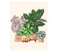 RONGCH Tableau Déco Nature Affiche De Plantes Mignonnes sur Étagère, Plante Botanique Heureuse, Peinture sur Toile, Images d'art Murales De Dessin Animé pour Décoration De Maison(E,30x42cm)