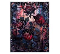 RONGCH Tableau Déco Nature Affiche Florale en Vitrail, Fleur Abstraite, Rose, Tulipe, Fleurs De Cerisier, Peinture sur Toile, Art Mural pour Décoration Intérieure(N,50x70cm)