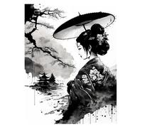 RONGCH Tableau Déco Nature Affiches Et Impressions De Filles Japonaises Geisha, Peinture sur Toile, Art Mural, Images De Filles Samouraï pour La Décoration De La Maison du Salon(M,50x70cm)