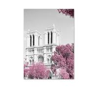 RONGCH Tableau Déco Nature Affiches Murales Minimalistes sur Toile Représentant Un Château, Une Ville, Bâtiment, Fleur, Paris, France, Rose Et Noir, pour Décoration De Salon(F,50x70cm)