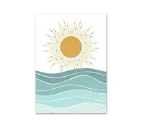 RONGCH Tableau Déco Nature Affiches Murales Minimalistes sur Toile Représentant Une Baleine, Mouette, Un Soleil, Lune, Plage, des Vagues, pour Décoration De Salon Ou Maison(Ré,30x40cm)