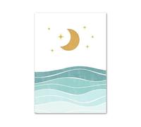 RONGCH Tableau Déco Nature Affiches Murales Minimalistes sur Toile Représentant Une Baleine, Mouette, Un Soleil, Lune, Plage, des Vagues, pour Décoration De Salon Ou Maison(Une,50x70cm)