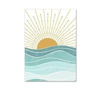 RONGCH Tableau Déco Nature Affiches Murales Minimalistes sur Toile Représentant Une Baleine, Mouette, Un Soleil, Lune, Plage, des Vagues, pour Décoration De Salon Ou Maison(C,40x60cm)