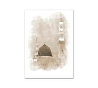 RONGCH Tableau Déco Nature Calligraphie Arabe Islamique Beige, Peinture sur Toile d'art Mural Musulman Zen, Affiche Et Imprimés Nordiques, Tableau Mural(Une,50x70cm)