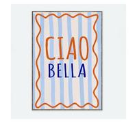 RONGCH Tableau Déco Nature Citation Italienne Moderne Ciao Bella, Impression d'art Mural, Tendance, Bleu Pastel, Affiche en Toile, Peinture Photo pour Décoration De Maison(30x40cm)
