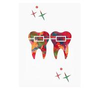 RONGCH Tableau Déco Nature Implant Dentaire Aquarelle Peinture À l'huile Dentition Fée Art Dentaire Affiche Impression Murale Hôpital Clinique Décoration(E,30x42cm)