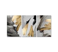 RONGCH Tableau Déco Nature Peinture Murale Abstraite Grise Dorée Toile d'art Imprimée Images pour Loft Appartement Salon Bureau Décoration De Maison(3 pièces,50x70cm)