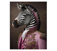 RONGCH Tableau Déco Nature Portrait d'animal Royal Portant Un Costume Rose, Affiche Imprimée, Peinture sur Toile Décorative, Décoration De Salon Et De Maison(C,20X30cm)