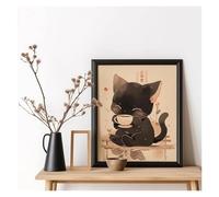 RONGCH Tableau Déco Nature Toile Imprimée De Chat Ramen Japonais Kawaii Peintures Décor De Maison Nouilles Nourriture Affiche d'art Mural Décoration De Salle De Cuisine(C,30x45cm)