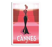 RONGCHENG Affiche de voyage vintage Cannes France Girl - Art sur toile - Décoration murale - Poster imprimé - Peinture cadeau