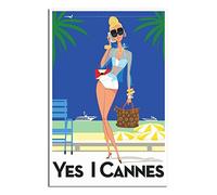 RONGCHENG Affiche de voyage vintage Cannes Girl - Art sur toile - Décoration murale - Poster imprimé - Peinture cadeau
