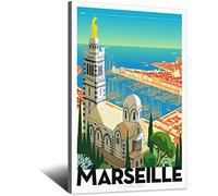 RONGCHENG Affiche de voyage vintage du port de Marseille - Art sur toile - Décoration murale - Poster imprimé - Peinture cadeau