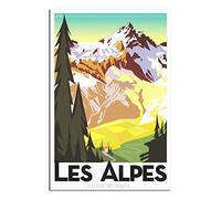 RONGCHENG Affiche de voyage vintage France Alpes - Art sur toile - Décoration murale - Poster imprimé - Peinture cadeau