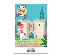 RONGCHENG Affiche de voyage vintage Porte de Paris Cambrai France - Art sur toile - Décoration murale - Poster imprimé - Peinture cadeau