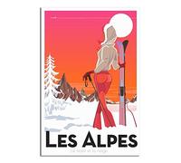 RONGCHENG Affiche de voyage vintage - Sports d'hiver - Ski - Art sur toile - Décoration murale - Affiche imprimée - Peinture cadeau