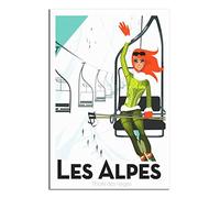 RONGCHENG Affiche de voyage vintage sur toile Motif Alpes de France Alpes Skyride Décoration murale Poster Peinture Cadeau